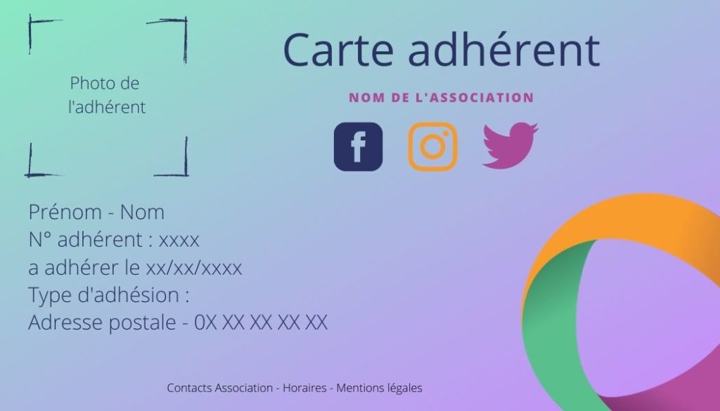 Carte adhérent - association